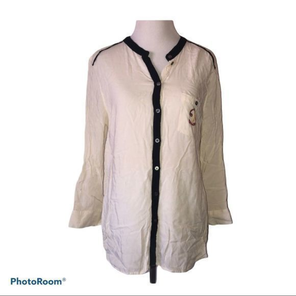 5/$30 🎈 Anthropologie Maeve women’s medium monogram D button down blouse